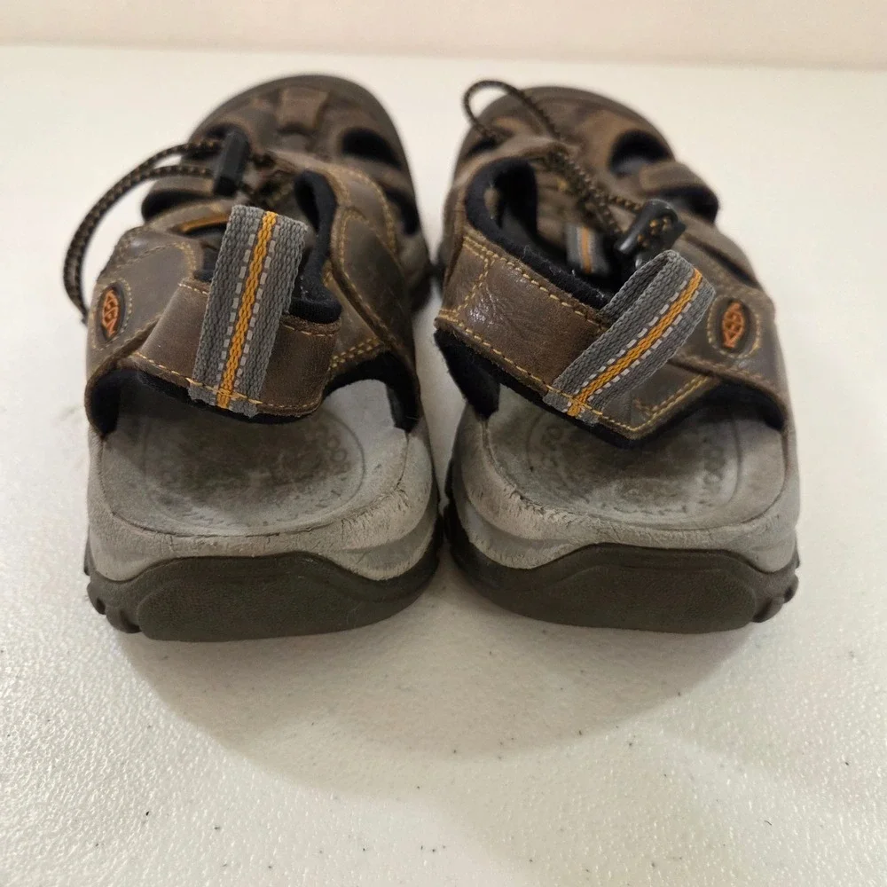 Keen Mens Brown Leather‎ Waterproof Bungee Fisherman Hiking Sandals Toe Guard
